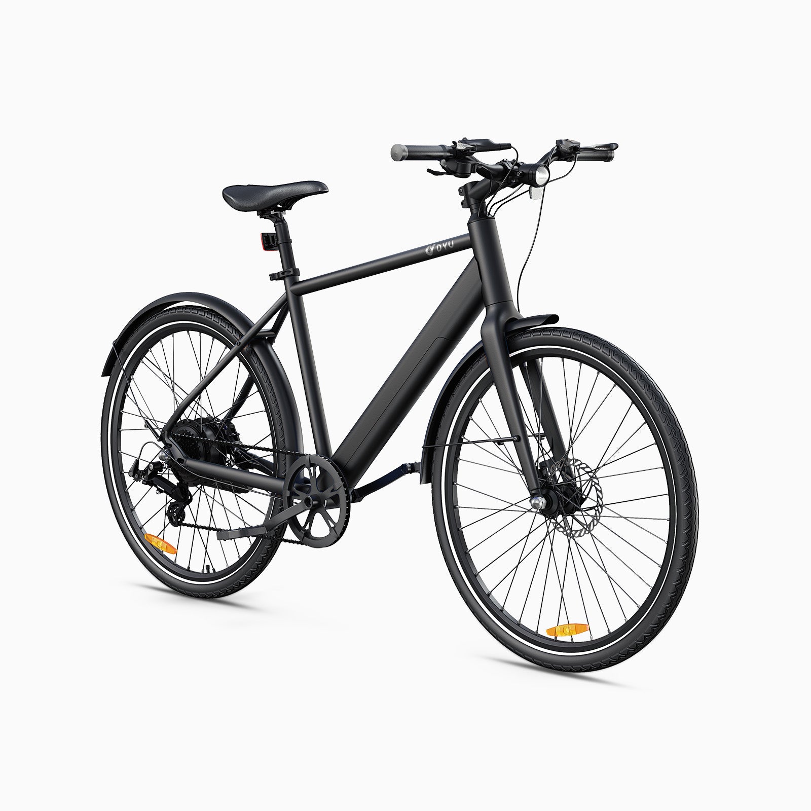 Vélo électrique noir avec cadre léger pour trajets urbains, freins à disque modernes. Vélo électrique noir avec cadre léger pour trajets urbains, freins à disque modernes.