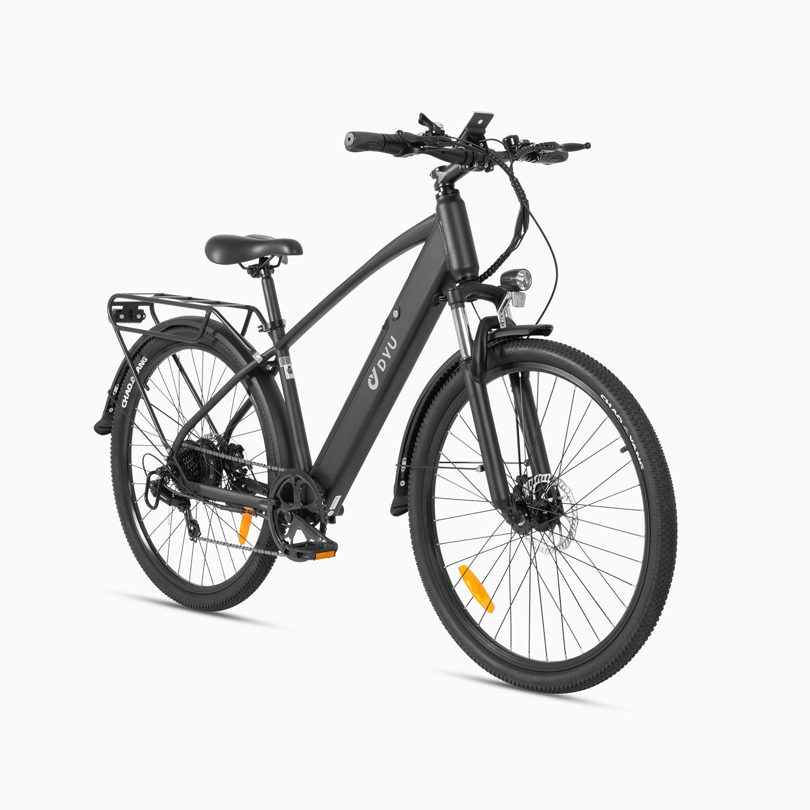 Vélo électrique DYU C5 noir, design urbain, idéal pour des trajets confortables. Vélo électrique DYU C5 noir, design urbain, idéal pour des trajets confortables.