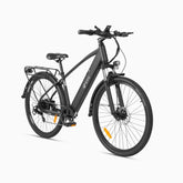 Vélo électrique DYU C5 noir, design urbain, idéal pour des trajets confortables.