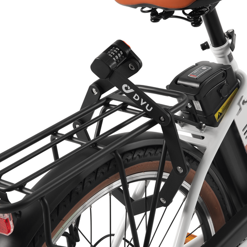 Verrou de vélo DYU noir avec combinaison réglable sur porte-bagages Verrou de vélo DYU noir avec combinaison réglable sur porte-bagages