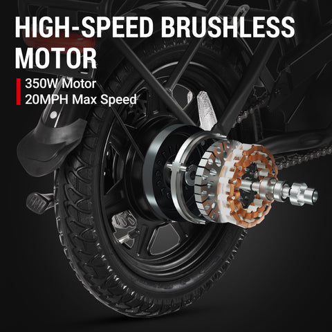 Moteur sans balais de 350W du DYU C3 avec vitesse max 20MPH. Moteur sans balais de 350W du DYU C3 avec vitesse max 20MPH.