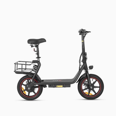 Black DYU C4 foldable e-bike with rear basket and modern design Black DYU C4 foldable e-bike with rear basket and modern design