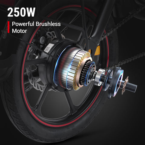 250W brushless motor of DYU D3F Mini Folding Electric Bike for enhanced performance