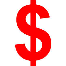 Symbole dollar rouge sur fond blanc, représentant les coûts de transport.